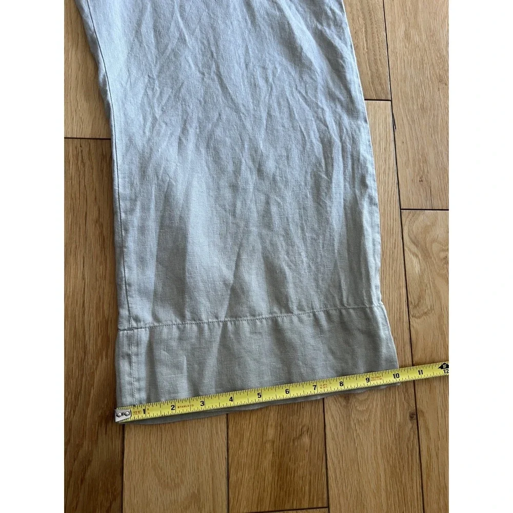 Everlane 100% Linen Picnic Jumpsuit Seagrass Beige Cropped Tie Waist Wide Leg 2